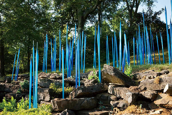 奇胡利結合植物園環境，模擬自然生態，創作出令人驚豔的玻璃地景藝術。