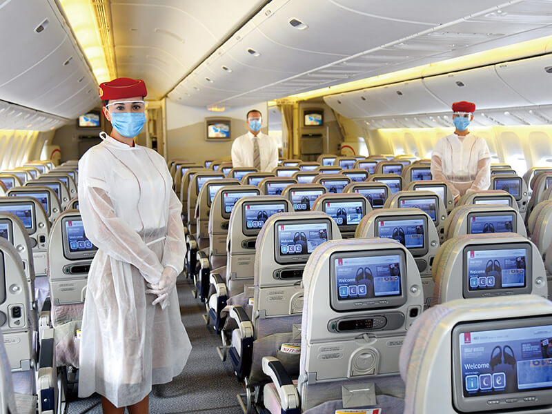 阿聯酋航空重新調整服務流程，減少疫情傳播可能性。 