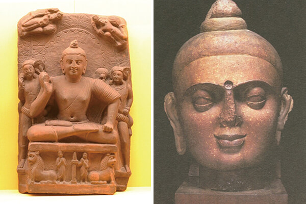 圖一：秣菟羅阿希切特拉出土1世紀坐佛像、圖二：秣菟羅早期佛頭像