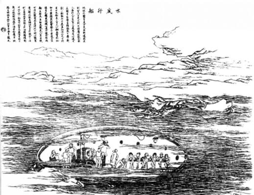 圖四：《水底行船》：時人想像中的潛水艇