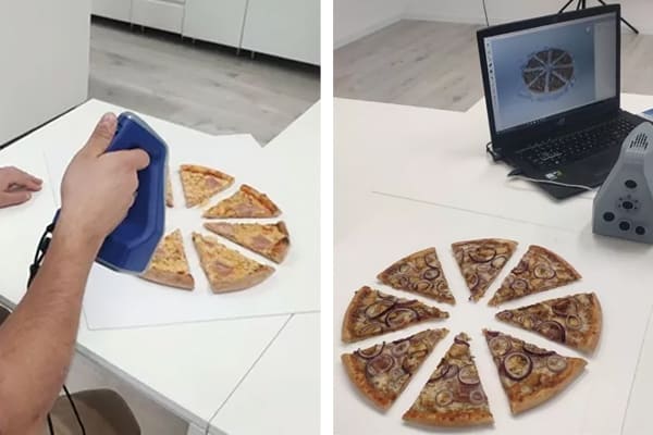 Artec 3D掃描新鮮出爐的熱披薩完成高解析度彩色3D掃描，應用至動畫領域打造團隊其他超逼真3D模型來製作行銷廣告宣傳工具。