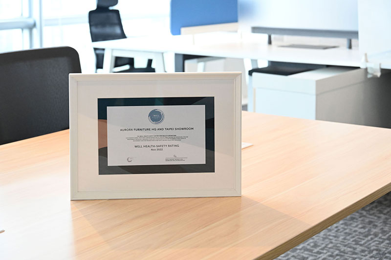 震旦家具台北展廳取得WELL HSR評價，協助顧客規劃健康、高效、永續的辦公場域。