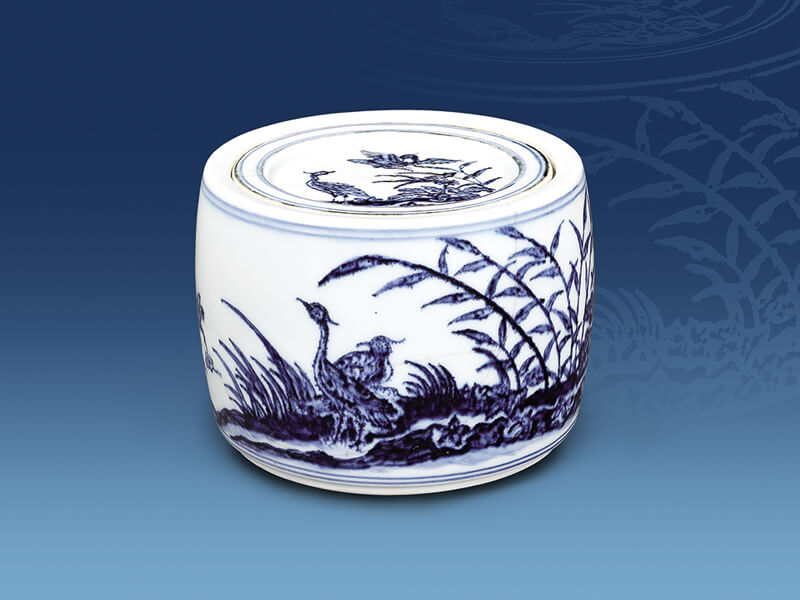 館藏精粹賞析—明宣德 青花蘆葦鷺鷥紋蟋蟀罐 館藏精粹賞析—明宣德 青花蘆葦鷺鷥紋蟋蟀罐