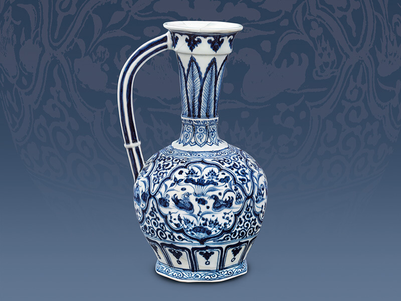 館藏精粹賞析—元青花菱形開光蓮塘水禽紋執壺 館藏精粹賞析—元青花菱形開光蓮塘水禽紋執壺
