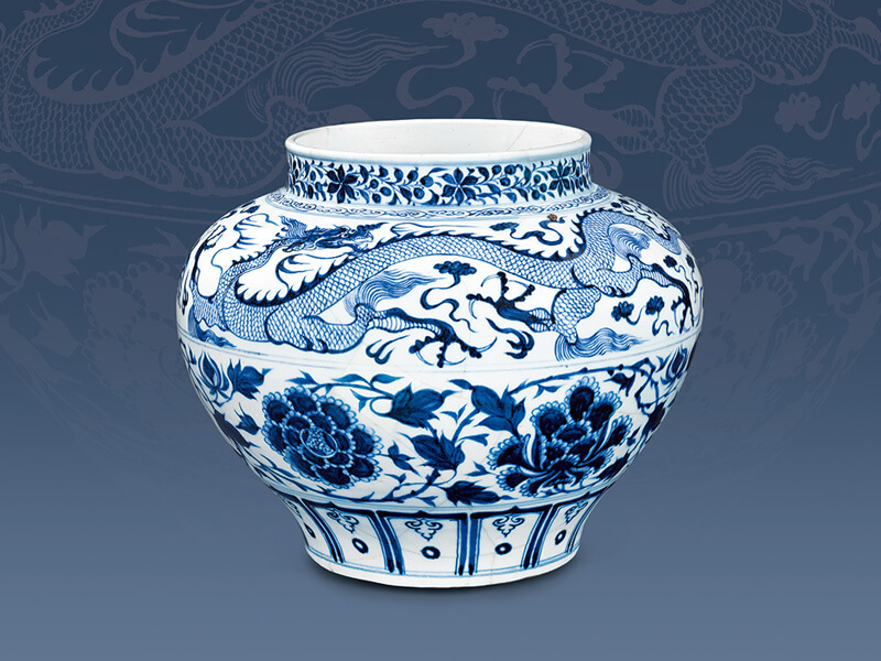 館藏精粹賞析—元 青花牡丹龍紋罐 館藏精粹賞析—元 青花牡丹龍紋罐
