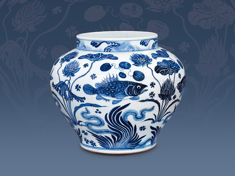 館藏精粹賞析—元 青花蓮塘魚藻紋罐 館藏精粹賞析—元 青花蓮塘魚藻紋罐