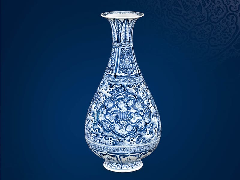 館藏精粹賞析— 元 青花開光蓮池鴛鴦波濤紋玉壺春瓶 館藏精粹賞析— 元 青花開光蓮池鴛鴦波濤紋玉壺春瓶