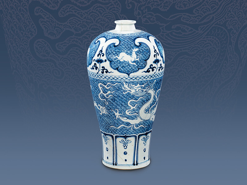 館藏精粹賞析—元 青花波濤白龍紋梅瓶 館藏精粹賞析—元 青花波濤白龍紋梅瓶