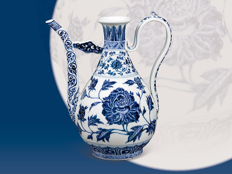 館藏精粹賞析—明 永樂 青花牡丹紋執壺