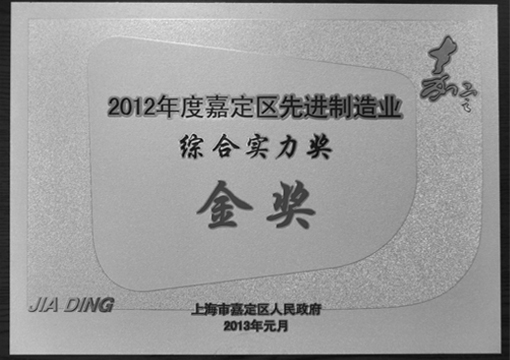 2012年度嘉定區先進製造業綜合實力獎金獎